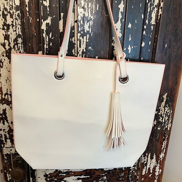 Ralph Lauren Fragrances women’s white tassel tote bag. NWOT. Brand new. - Picture 1 of 11
